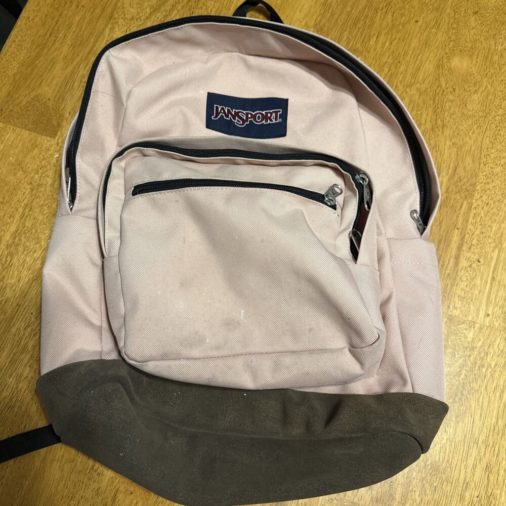 JanSport Right Pack JS0A4QVA Pink 18" Backpack Suede Bottom School Daypack Bag